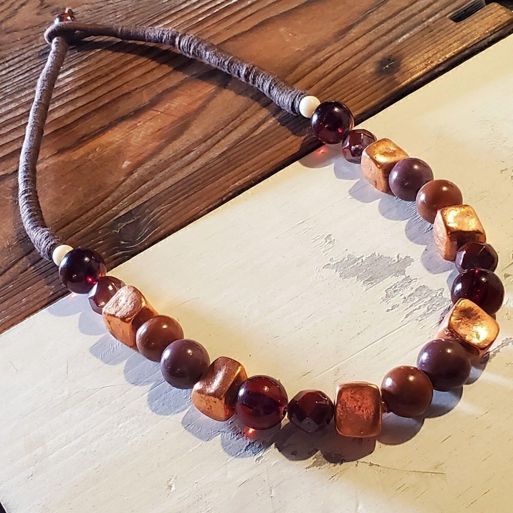 Nepal Copper Dipped Baroque Brass Beads Necklace